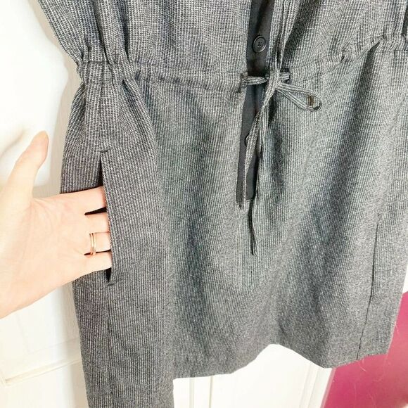 J. Crew Grey Black Sleeveless Button Down with Pockets Tie Waist Dress S Small - Picture 5 of 10